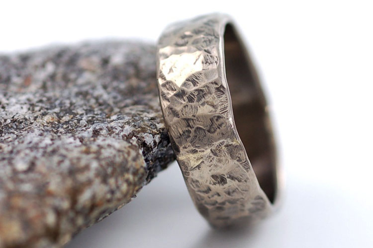Hammered Recycled Palladium Men's Wedding Ring | Beth Cyr