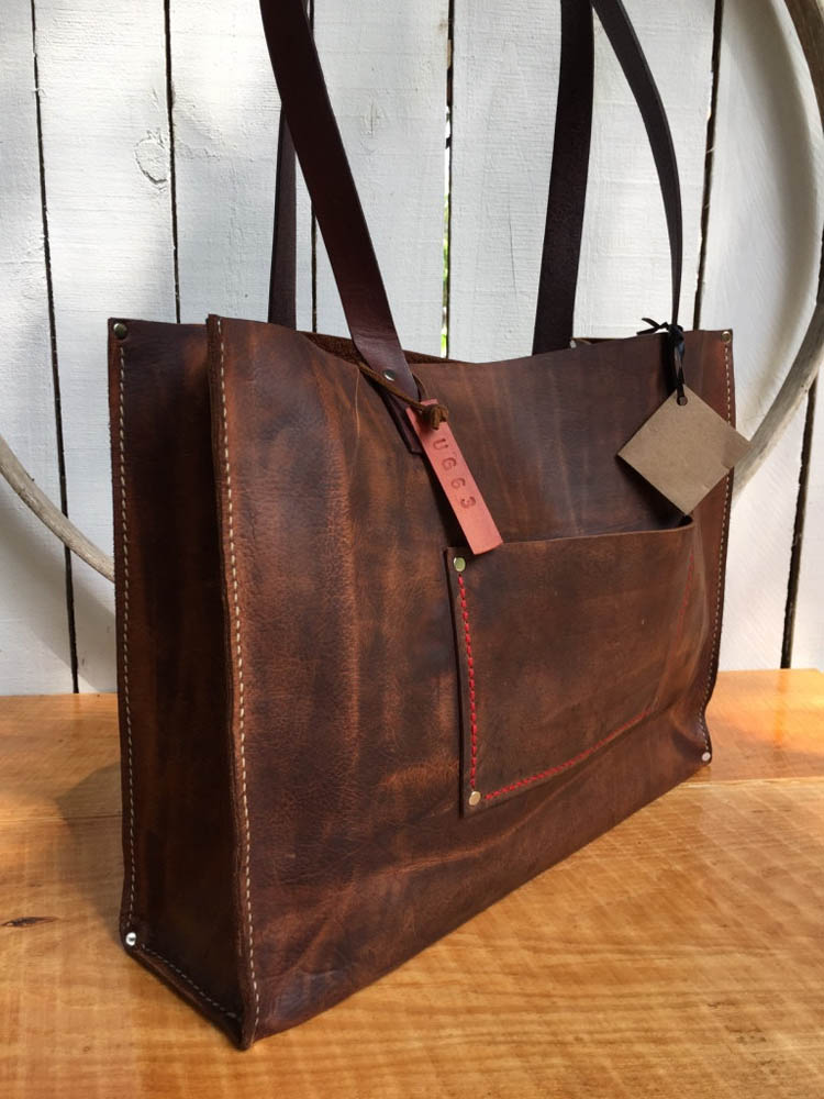 Distressed Brown Leather Bag with Removable Cross Body Strap by Urban Gorilla 