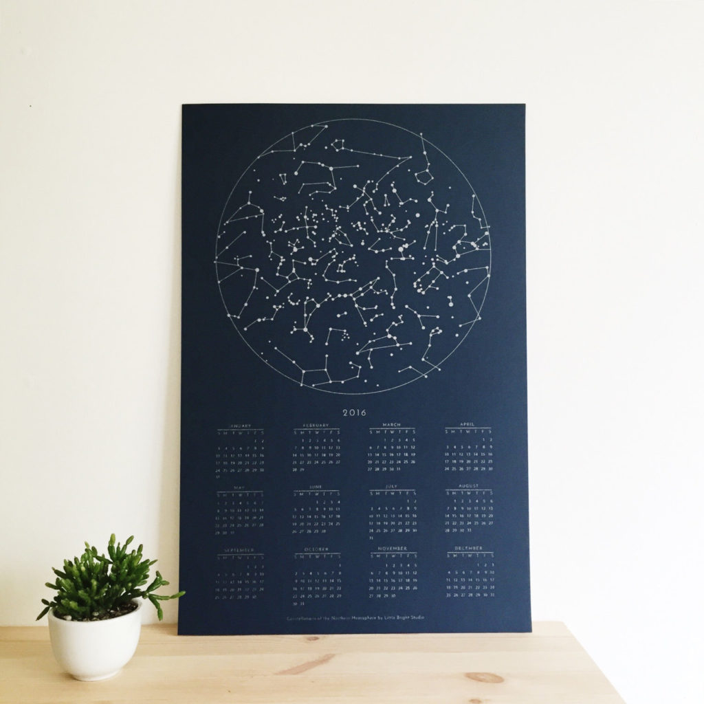 2016 Calendar Constellations of the Northern Hemisphere by Little Bright Studio