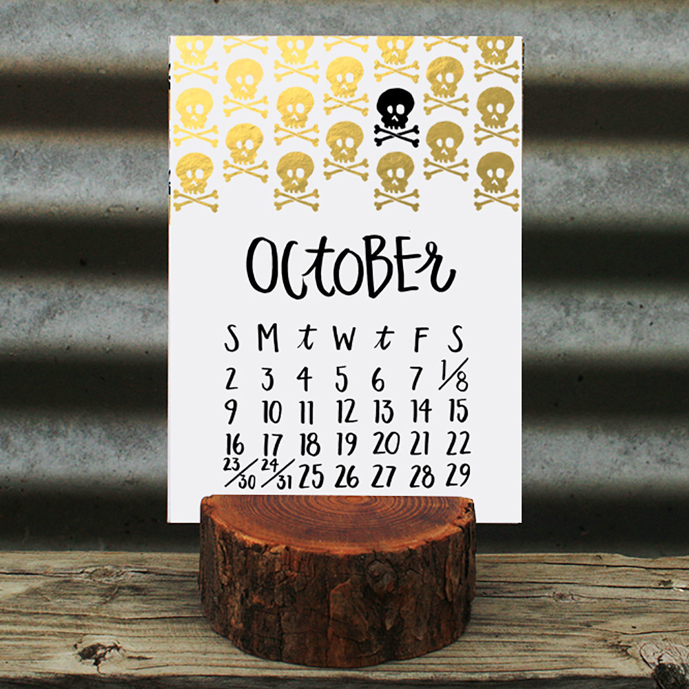 2016 Letterpress Calendar with Wood Stump by One Canoe Two