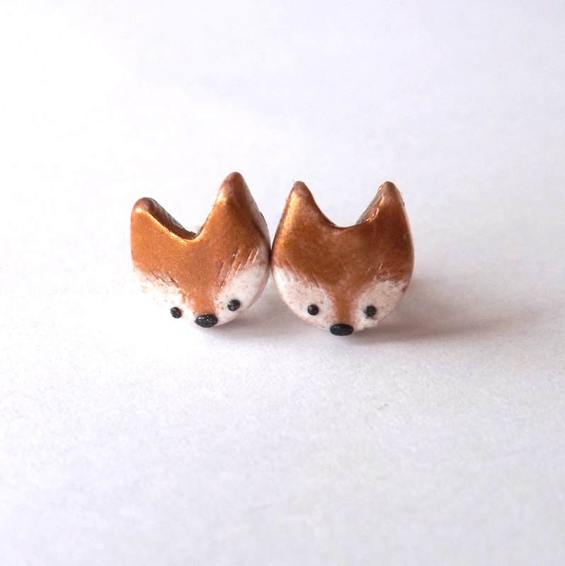 Fox Earrings by Pitter Patter Polymer