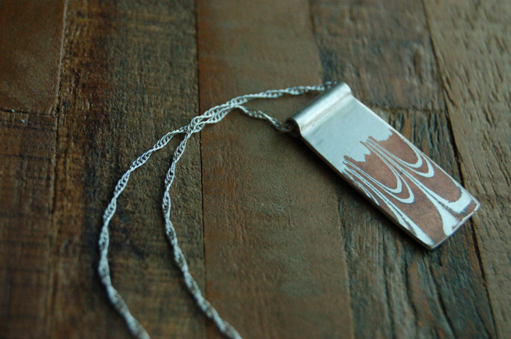 Mokume Gane Rectangle Pendant Necklace by Elm Design