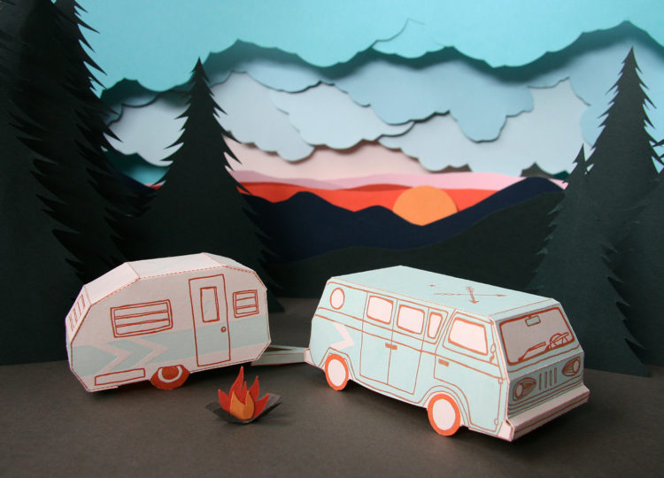 3D Letterpress Camper Van Card by Blackbird Press