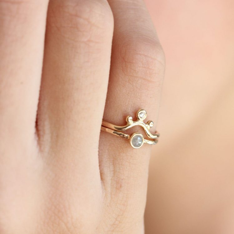 Rose cut grey diamond engagement ring by Belinda Saville [buy]