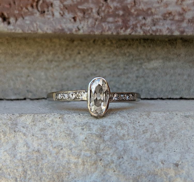 Antique Edwardian oval grey diamond engagement ring by Cypress Creek Vintage [buy]