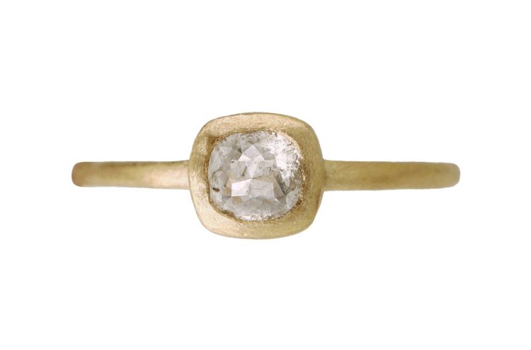 Handmade, square ice grey diamond ring by Sunday Owl [buy]