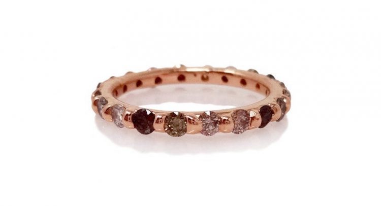 Brown and grey diamond eternity ring set in rose gold band by Thorn of an English Rose [buy]