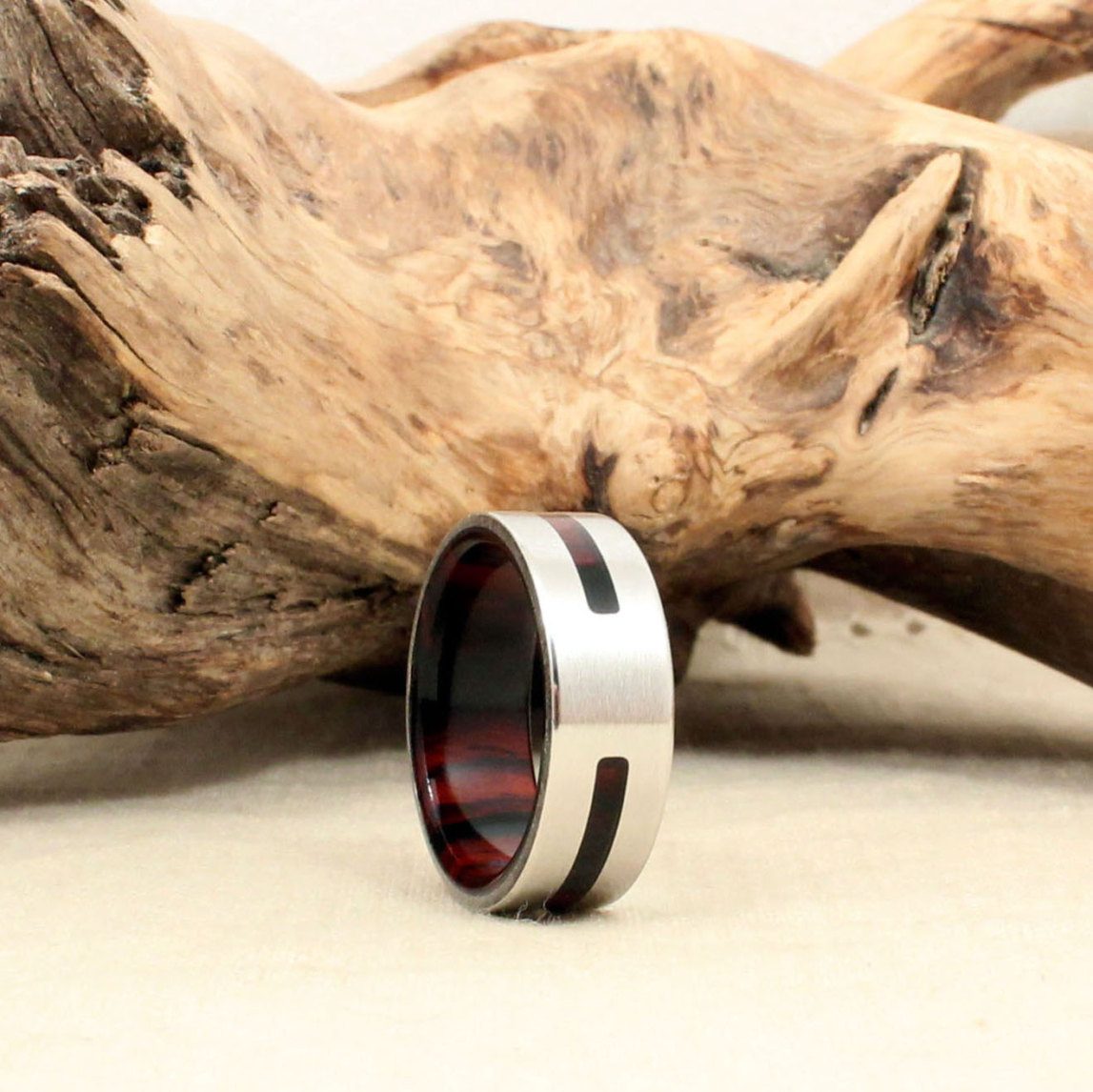 Cobalt Metal and Cocobolo Wood Wedding Ring by Wedgewood Rings